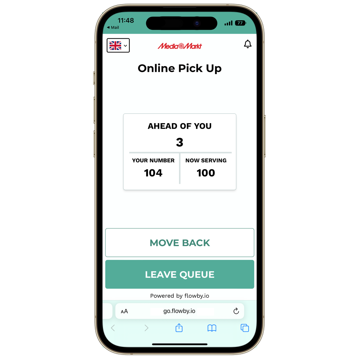 Customer waiting in a mobile queue